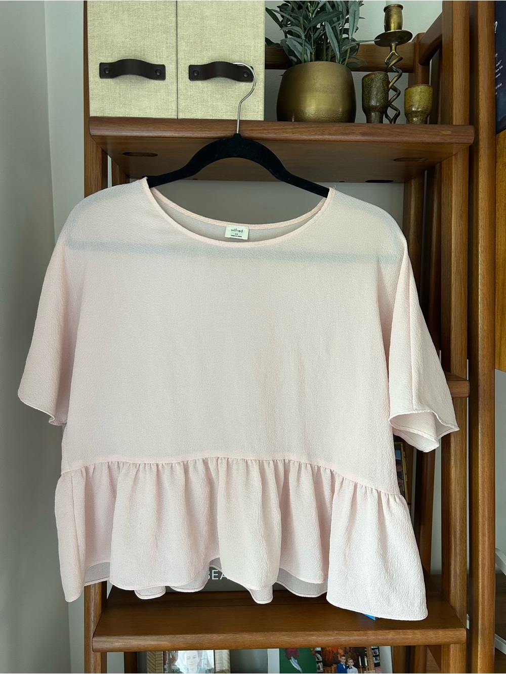 Wilfred Aritzia Pale Pink Ruffle-Hem Blouse - XS
